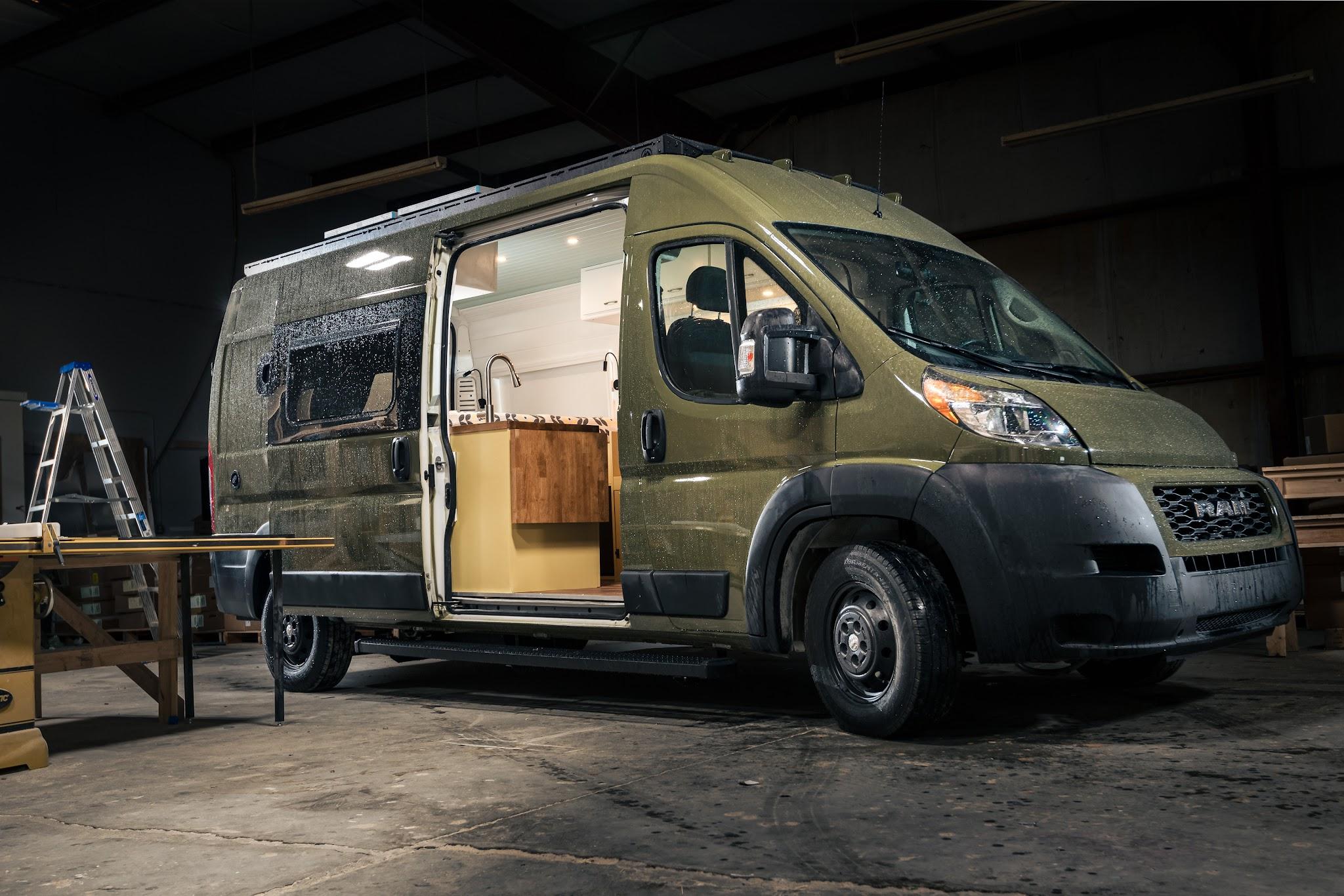 Camper van conversion in the Crescent Moon Vans workshop