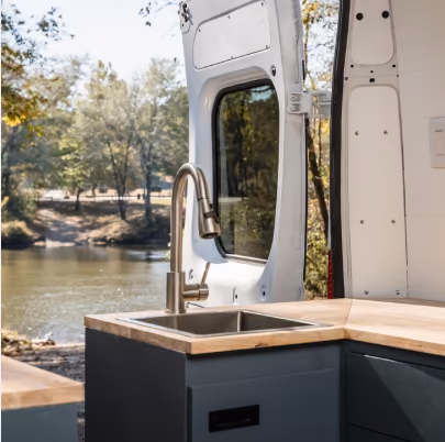 Campervan exterior in an outdoor setting
