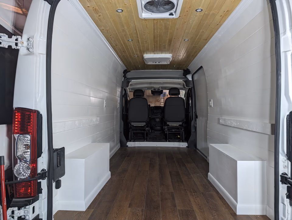 Partially finished shell build with walls, ceiling, and floor installed
